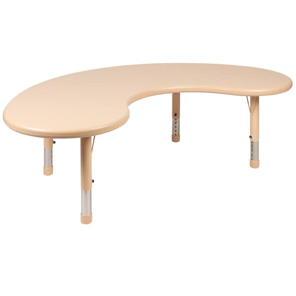 Flash Furniture 35"W x 65"L Half-Moon Natural Plastic Height Adjustable Activity Table YU-YCX-004-2-MOON-TBL-NAT-GG